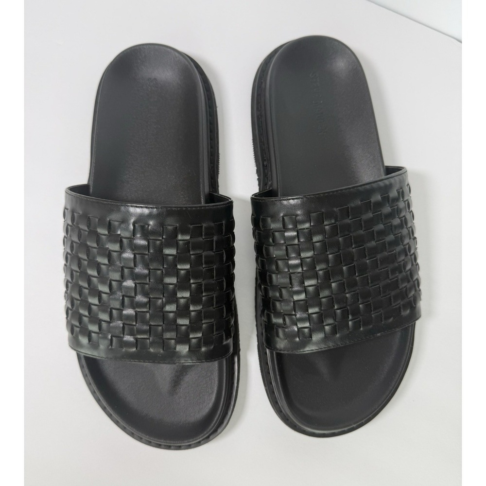 Steve Madden P-ONYX Black Woven Slide Sandals Men's Size 11M EUC Comfort Travel